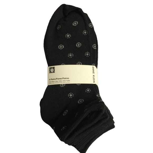 Anne Klein Quarter Socks Ladies Black 6 Pairs OSFM - Picture 1 of 4